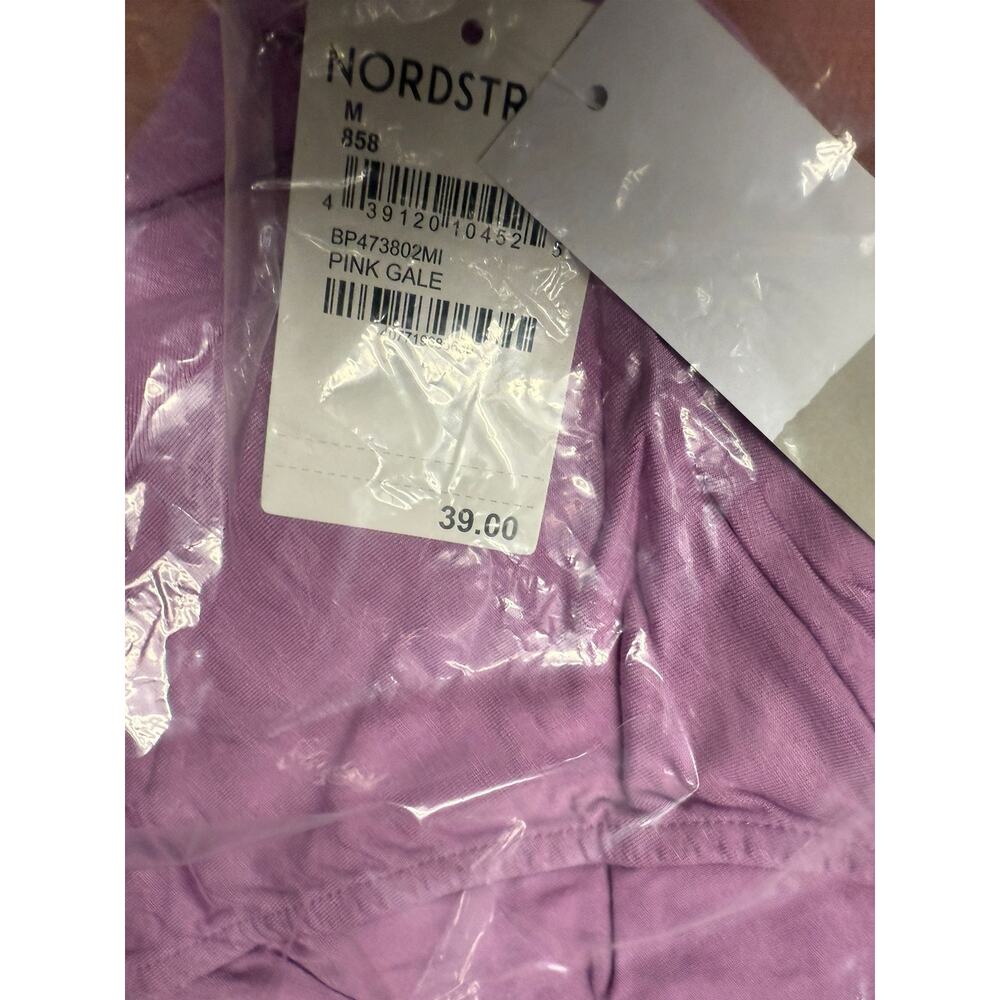 BP. V-Neck Keyhole Long Sleeve Crop Top in Pink Gale Size M - Picture 7 of 7